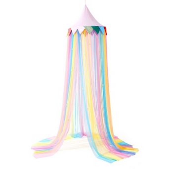 Rainbow Bed Canopy for Kids: Magical 40D Fabric, Easy Assembly, Reading Nook, Luminous Stars