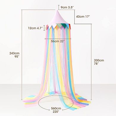 Rainbow Bed Canopy for Kids: Magical 40D Fabric, Easy Assembly, Reading Nook, Luminous Stars