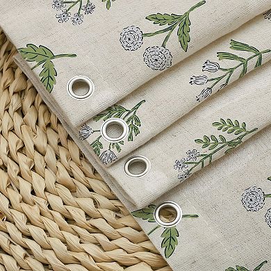 Vintage Blue Floral Shower Curtain: Linen-Textured Water-Repellent Rust-Resistant Grommets