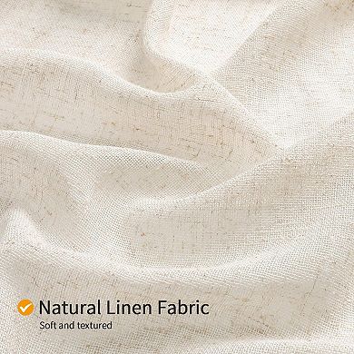 Boho Farmhouse Shower Curtain Set with Linen Polyester Fabric and Macrame Lace Decor - Beige