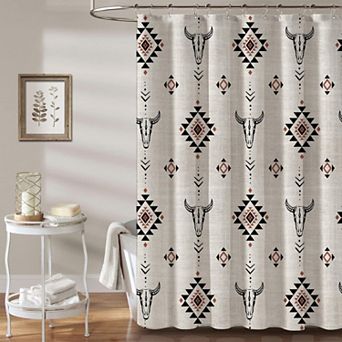 Western Linen Shower Curtain - Vintage Style for Bathroom