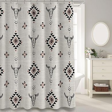 Western Linen Shower Curtain - Vintage Style for Bathroom