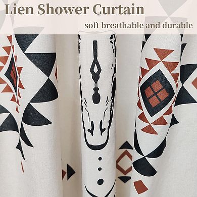 Western Linen Shower Curtain - Vintage Style for Bathroom