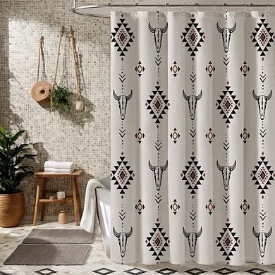 Western Linen Shower Curtain - Vintage Style for Bathroom