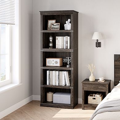 5-Tier Bookshelf - Farmhouse Open Storage Bookcase