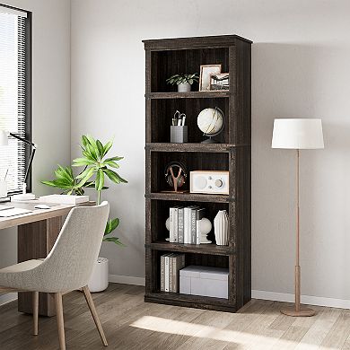 5-Tier Bookshelf - Farmhouse Open Storage Bookcase