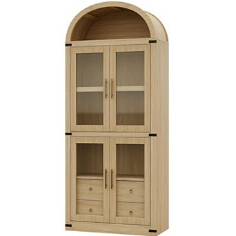 4 tier Bookshelf with 2 Drawers & Doors, Tall Wooden Storage Shelf for Home Office