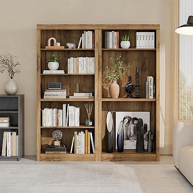 5-Tier Tall Bookcase with Anti-Tip Design, Open Oak Shelf for Living Room