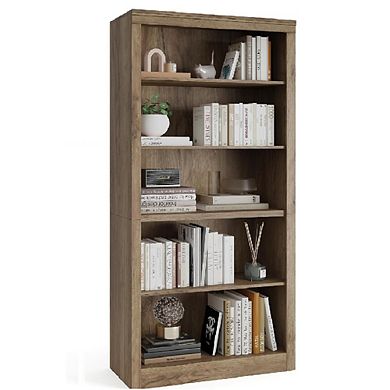 5-Tier Tall Bookcase with Anti-Tip Design, Open Oak Shelf for Living Room