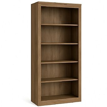 5 tier Tall Bookcase with Anti-Tip Design, Open Oak Shelf for Living Room