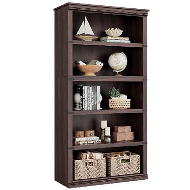 5-Tier Farmhouse Bookcase, Tall Wood Storage Shelf for Home Office