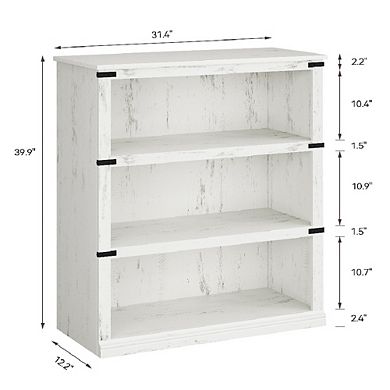 3-Tier Farmhouse Bookcase, Wide Floor Standing Display Shelf for Home Decor