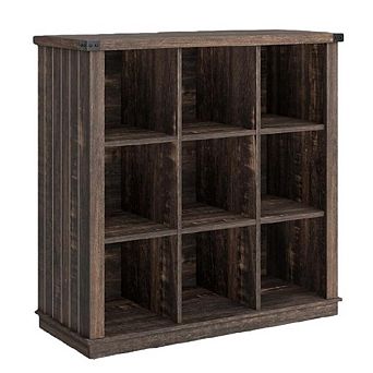 9-Cube Farmhouse Bookshelf, 4 tier Long Storage Organizer for Living Room