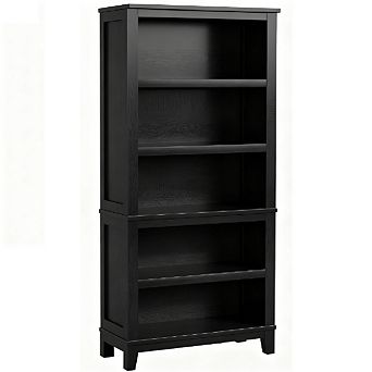 5 tier Farmhouse Shelf with Wooden Legs, Adjustable Width Bookcase