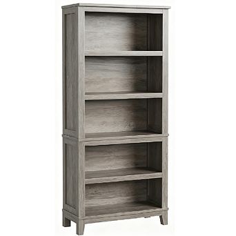 5 tier Farmhouse Shelf with Wooden Legs, Adjustable Width Bookcase