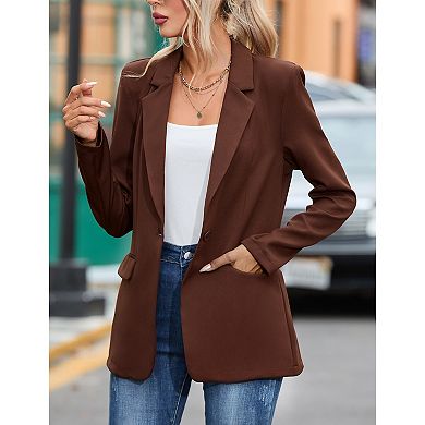 Women's Casual Belted Blazer Long Sleeve Work Office Wrap Blazer Jackets