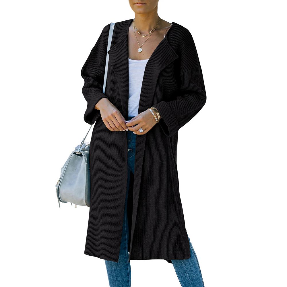 Oversized Women Loose Knitted Sweaters Thick Long Sleeve Pocket Button Knitted Long Cardigan Coats main image 1