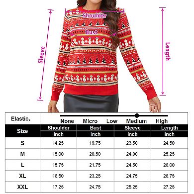 Women's Christmas Sweater Pullover Crewneck Long Sleeve Snowflake Snowman Patterns Knitted Sweaters