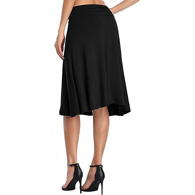 Women's Solid Color Minimalist Midi Skirt Elegant Ruffled Casual Commute Date Skirt