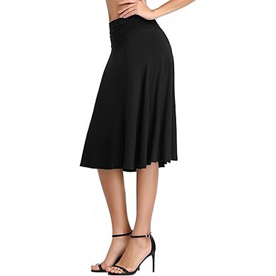 Women's Solid Color Minimalist Midi Skirt Elegant Ruffled Casual Commute Date Skirt