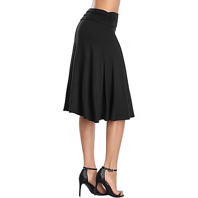 Women's Solid Color Minimalist Midi Skirt Elegant Ruffled Casual Commute Date Skirt