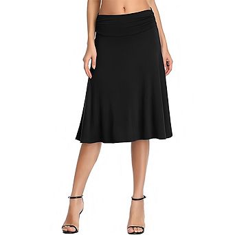 Women's Solid Color Minimalist Midi Skirt Elegant Ruffled Casual Commute Date Skirt