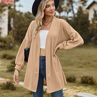 Women's Elegant Knit Cardigan Solid Color Oversized Long Sleeve Versatile Casual Outerwear