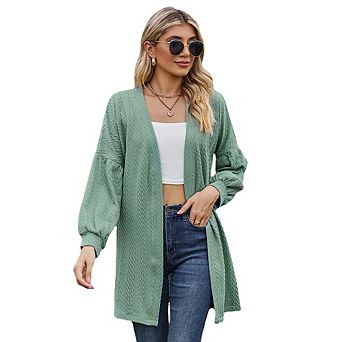 Women's Elegant Knit Cardigan Solid Color Oversized Long Sleeve Versatile Casual Outerwear