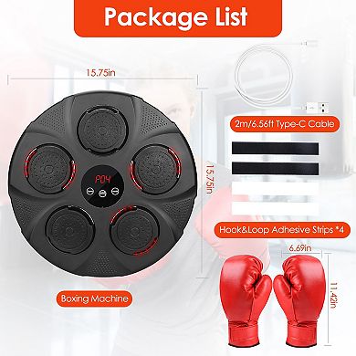 LED Music Boxing Machine Wall Target Punching Pad with Gloves for Training & Exercise