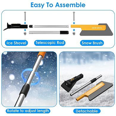 3-in-1 Car Snow Removal Shovel with Light & Ice Scraper