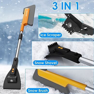 3-in-1 Car Snow Removal Shovel with Light & Ice Scraper