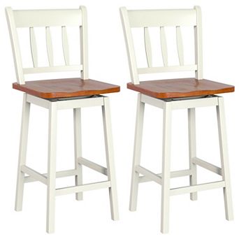 24.5 in Set of 2 Swivel Bar Stools with 360° Swiveling-White