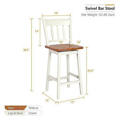 Swivel Bar Stools Set Of 2 Counter Height Chairs With Backrest