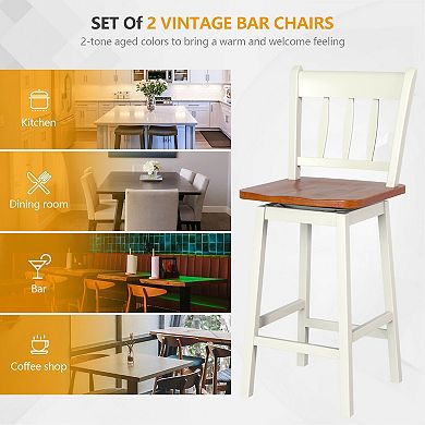 Swivel Bar Stools Set Of 2 Counter Height Chairs With Backrest