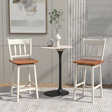 Swivel Bar Stools Set Of 2 Counter Height Chairs With Backrest