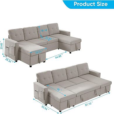 Sectional Sleeper Sofa with Pull Out Bed
