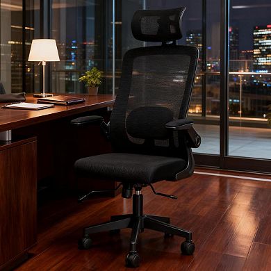 GOODSILO Ergonomic Mesh Office Chair with Adjustable Lumbar Support and Flip-Up Armrests