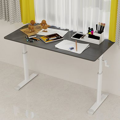 Adjustable Height Manual Crank Standing Desk for Home Office and Study Workstation
