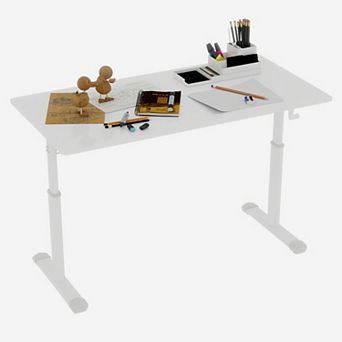 Adjustable Height Manual Crank Standing Desk for Home Office and Study Workstation