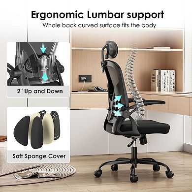 Ergonomic High Back Office Chair with Adjustable Headrest and Lumbar Support