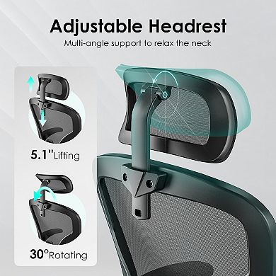 Ergonomic High Back Office Chair with Adjustable Headrest and Lumbar Support