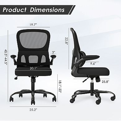 GOODSILO Ergonomic Mesh Office Chair with Lumbar Support & Flip-Up Armrests