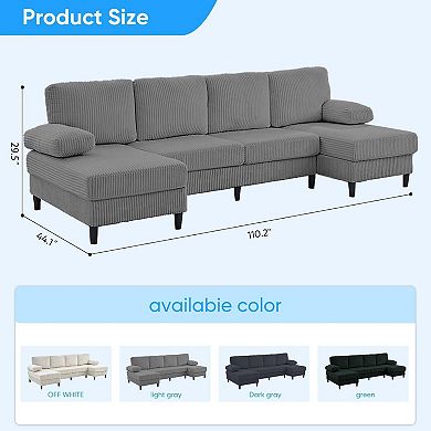 110" W Oversized U Shaped Sectional Sofa Couch