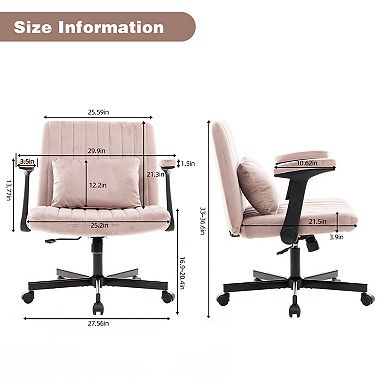 GOODSILO Ergonomic Linen Upholstered Swivel Office Chair with Adjustable Height and Tilt