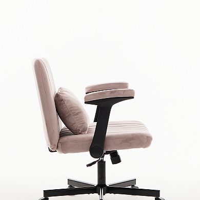 GOODSILO Ergonomic Linen Upholstered Swivel Office Chair with Adjustable Height and Tilt