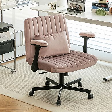 GOODSILO Ergonomic Linen Upholstered Swivel Office Chair with Adjustable Height and Tilt