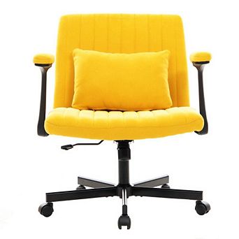 Ergonomic Linen Upholstered Swivel Office Chair with Adjustable Height and Tilt