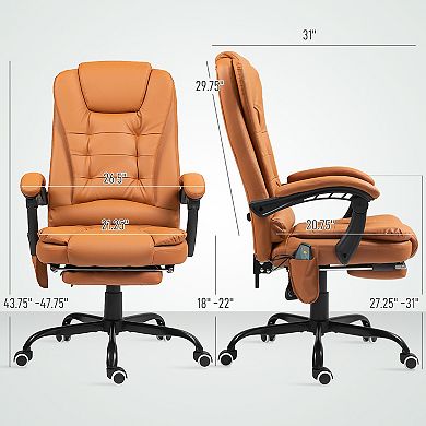 Ergonomic High-Back Massaging Office Chair with Adjustable Lumbar Support and Retractable Footrest