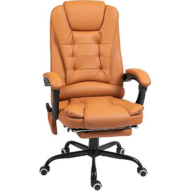 Ergonomic High-Back Massaging Office Chair with Adjustable Lumbar Support and Retractable Footrest