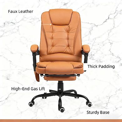 Ergonomic High-Back Massaging Office Chair with Adjustable Lumbar Support and Retractable Footrest